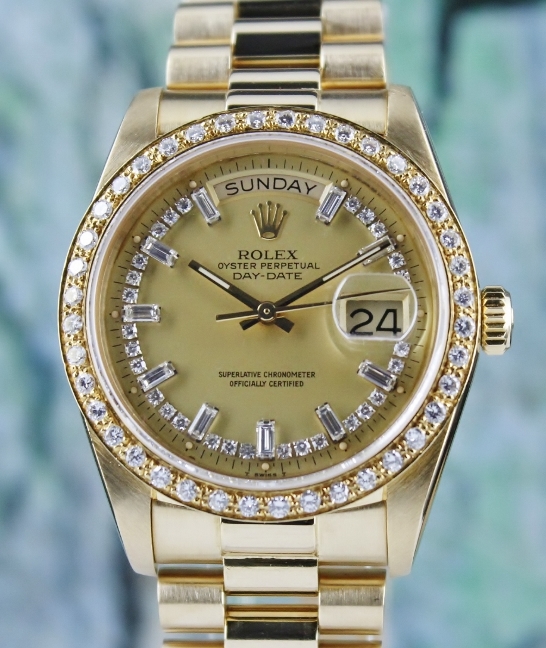 (image for) A ROLEX MEN SIZE 18K YELLOW GOLD OYSTER PERPETUAL DAY-DATE / 18038